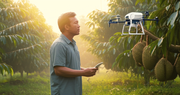 ลาก่อนสวนทุเรียน! โดรน AI คุมสวน จบปัญหาแรงงาน