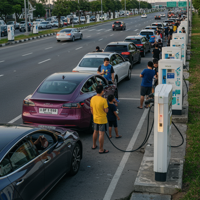 วิกฤตที่ชาร์จ EV! คนใช้รถไฟฟ้าโอด คิวยาว-ไฟไม่พอ