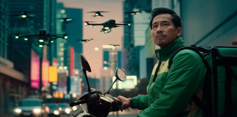 ไรเดอร์ตกงาน! แอปฯ ดังใช้โดรนส่งอาหารแทนทั่วกรุง